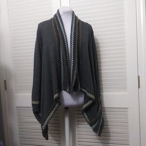 BCBG MaxAzria Gray Lambs Wool Blend Waterfall Cardigan